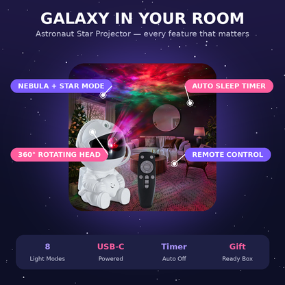 Astronaut LED Star Projector Night Light Desk Lamp