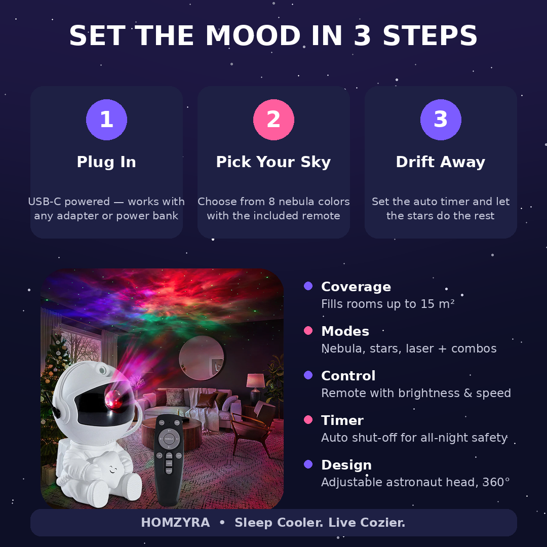 Astronaut LED Star Projector Night Light Desk Lamp